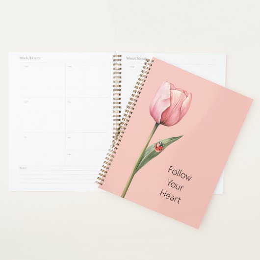 Roze Tulp Bloem Lieveheersbeestje Planner (Display)