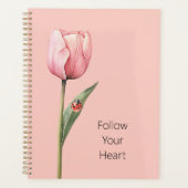 Roze Tulp Bloem Lieveheersbeestje Planner (Voorkant)