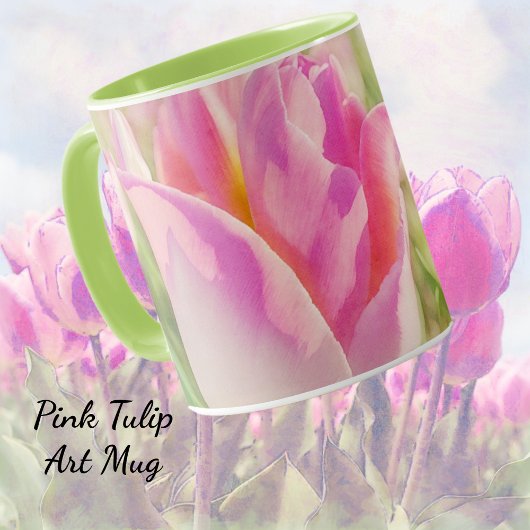 Roze Tulp Bloem Tuin Kunst Mok Kop