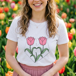 Roze tulp bloem vintage botanisch Tri-Blend shirt