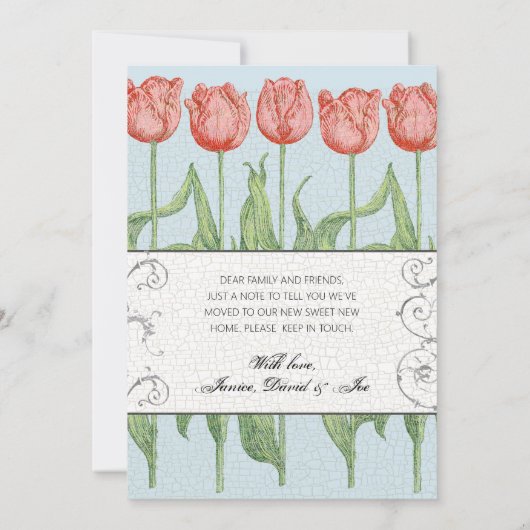  Roze Tulp Bloemen Bewegen Aankondiging (Achterkant)