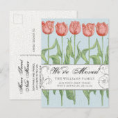 Roze Tulp Bloemen Bewegen Aankondigingskaart (Voorkant / Achterkant)