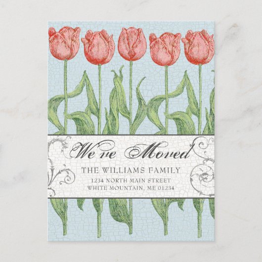 Roze Tulp Bloemen Bewegen Aankondigingskaart (Voorkant)