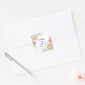 Roze Tulp Bloemen Bruiloft Sticker (Envelop)