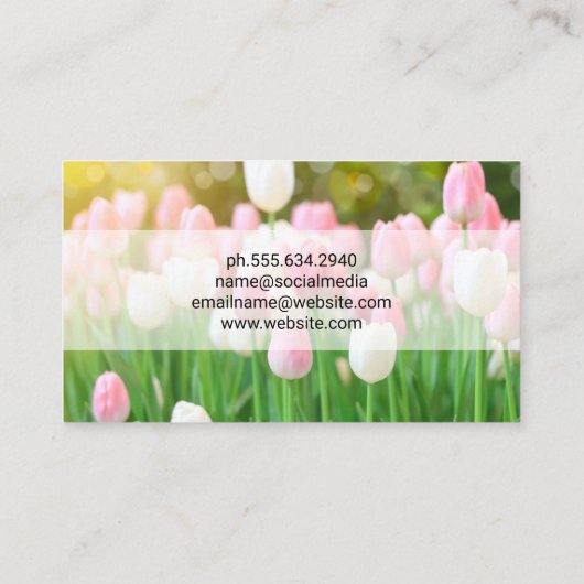 Roze Tulp Bloemen | Fotograaf | Kunstenaar Visitekaartje (Achterkant)