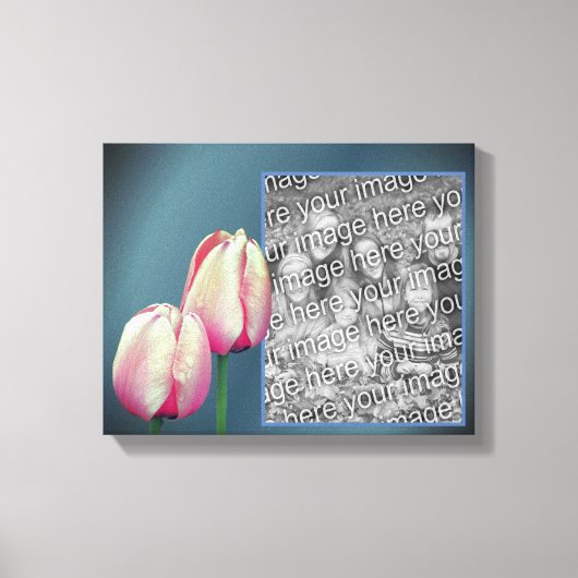 Roze Tulp Bloemen Frame Maak Je Eigen Foto Canvas Afdruk (Voorkant)