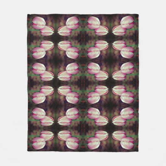 Roze Tulp-bloemen met Raindrops-patroon Fleece Deken (Voorkant)