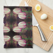 Roze Tulp-bloemen met Raindrops-patroon Theedoek (Quarter Fold)