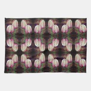 Roze Tulp-bloemen met Raindrops-patroon Theedoek