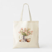Roze Tulp Bloemen Tote Bag (Achterkant)