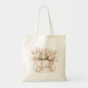 Roze Tulp Bloemen Tote Bag