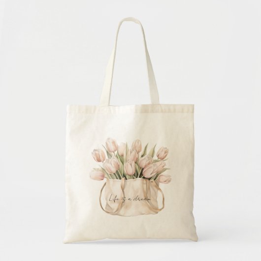 Roze Tulp Bloemen Tote Bag (Voorkant)