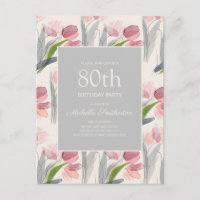 Roze Tulp Bloemen Vrouwen 80e Verjaardag