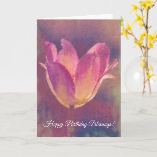  roze tulp bloemenkunst geloof Kaart (Gele Bloem)