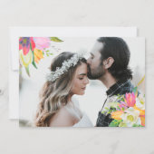 Roze Tulp Bloemige Huwelijksfoto Dankkaart Kaart (Achterkant)