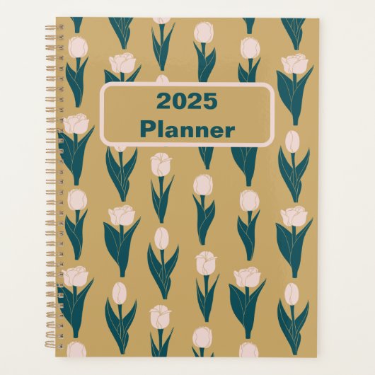 Roze Tulp Bloempatroon 2025 Planner (Voorkant)
