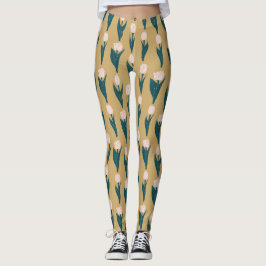 Roze Tulp Bloempatroon Leggings
