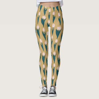 Roze Tulp Bloempatroon Leggings