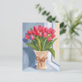 Roze Tulp Boeket Waterverf Bloem Briefkaart (Staand voorkant)