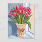 Roze Tulp Boeket Waterverf Bloemen Briefkaart (Voorkant)