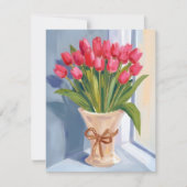 Roze Tulp Boeket Waterverf Bloemen Kaart (Voorkant)
