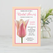 Roze Tulp Bruidsmeisjesfeest Trouw Uitnodiging (Staand voorkant)