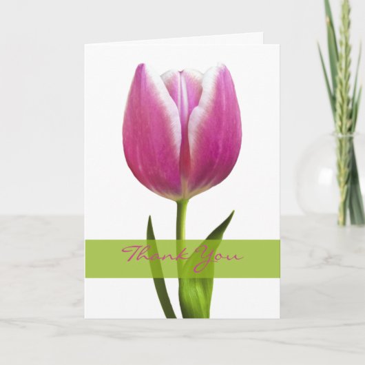 Roze Tulp Bruiloft Bedankkaart (Voorkant)