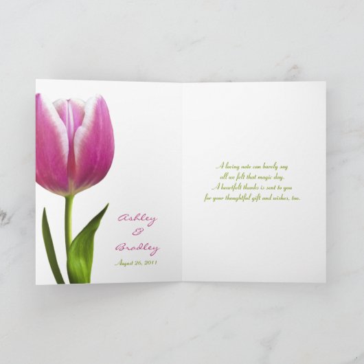 Roze Tulp Bruiloft Bedankkaart (Binnen)