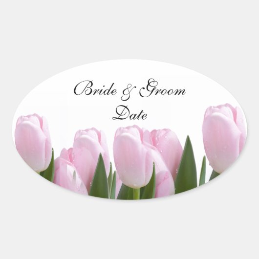 ROZE TULP BRUILOFT ENVELOP SEAL STICKERS (Voorkant)