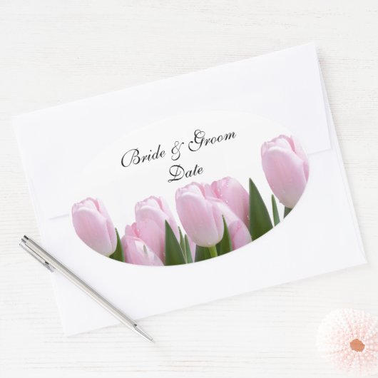 ROZE TULP BRUILOFT ENVELOP SEAL STICKERS (Envelop)