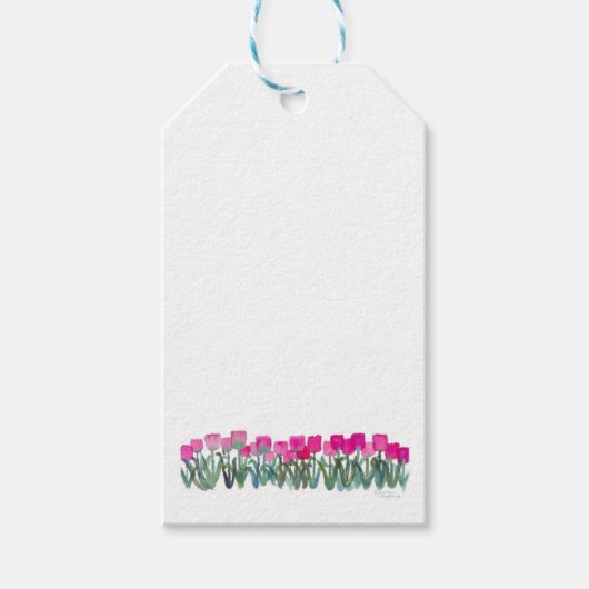 Roze Tulp Cadeaubijslage Cadeaulabel (Voorkant)