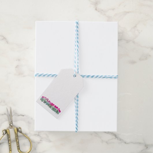Roze Tulp Cadeaubijsluiting Cadeaulabel (Met Touw)