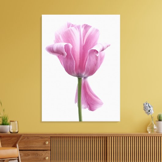 Roze tulp canvas afdruk (Insitu (Woonkamer))