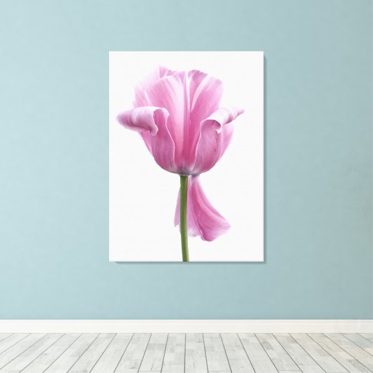 Roze tulp canvas afdruk (Insitu (Houten vloer))