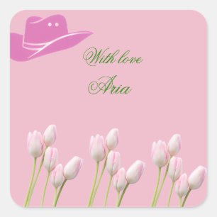 roze tulp Coastal Cowgirl vrijgezellenfeest Vierkante Sticker