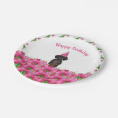 Roze Tulp Dachshund Paper-Borden Papieren Bordje (Gekanteld)
