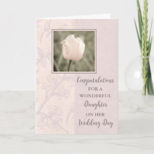 Roze tulp dochter trouwdag gefeliciteerd kaart
