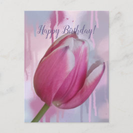 Roze tulp druipende verf achtergrond & aangepaste  briefkaart