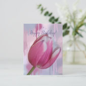 Roze tulp druppelende verf achtergrond & aangepast briefkaart (Staand voorkant)