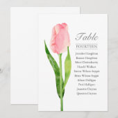 Roze tulp eenzijdige tafel kaart (Voorkant / Achterkant)