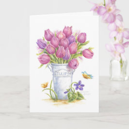 Roze Tulp Emmer All Occasion Lege Kaart