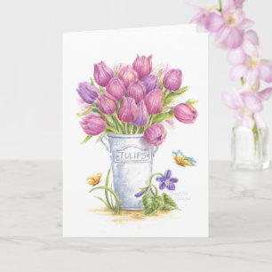 Roze Tulp Emmer All Occasion Lege Kaart