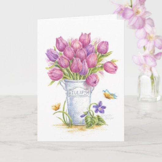 Roze Tulp Emmer All Occasion Lege Kaart (Orchidee)