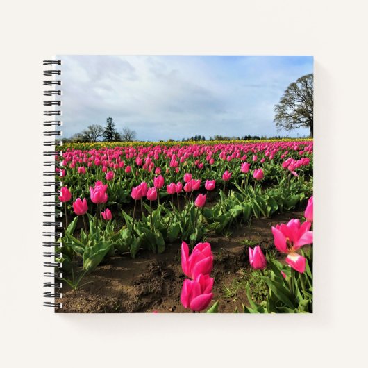 Roze Tulp Field, Oregon Notitieboek (Voorkant)