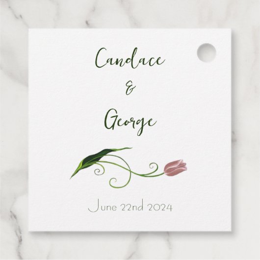 Roze Tulp Floral Bedankjes Labels (Achterkant)