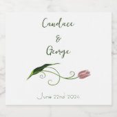 Roze Tulp Floral Bier Etiket (Enkel label)