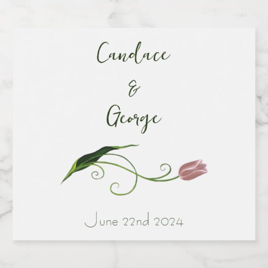 Roze Tulp Floral Bier Etiket (Enkel label)