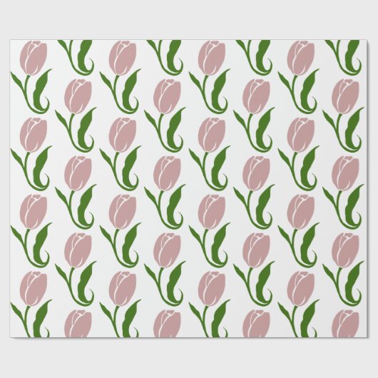 Roze Tulp Floral Cadeaupapier (Vlak)