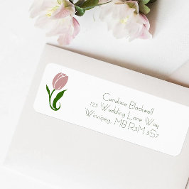 Roze Tulp Floral Etiket