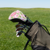 roze Tulp Floral Flowers Leaves Monogram Golfheadcover (Insitu)